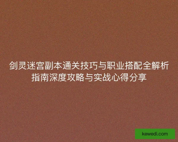 剑灵迷宫副本通关技巧与职业搭配全解析指南深度攻略与实战心得分享