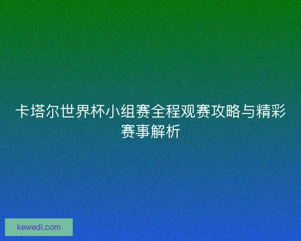 卡塔尔世界杯小组赛全程观赛攻略与精彩赛事解析